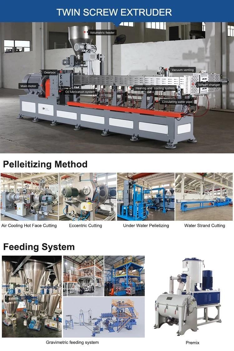 EPDM Rubber Pellet Plastic Twin Screw Extruder/High Capacity PP/PE + CaCO3 Plastic Filler Masterbatch Granule Making Machine/ Granulating Pelletizing Extruder