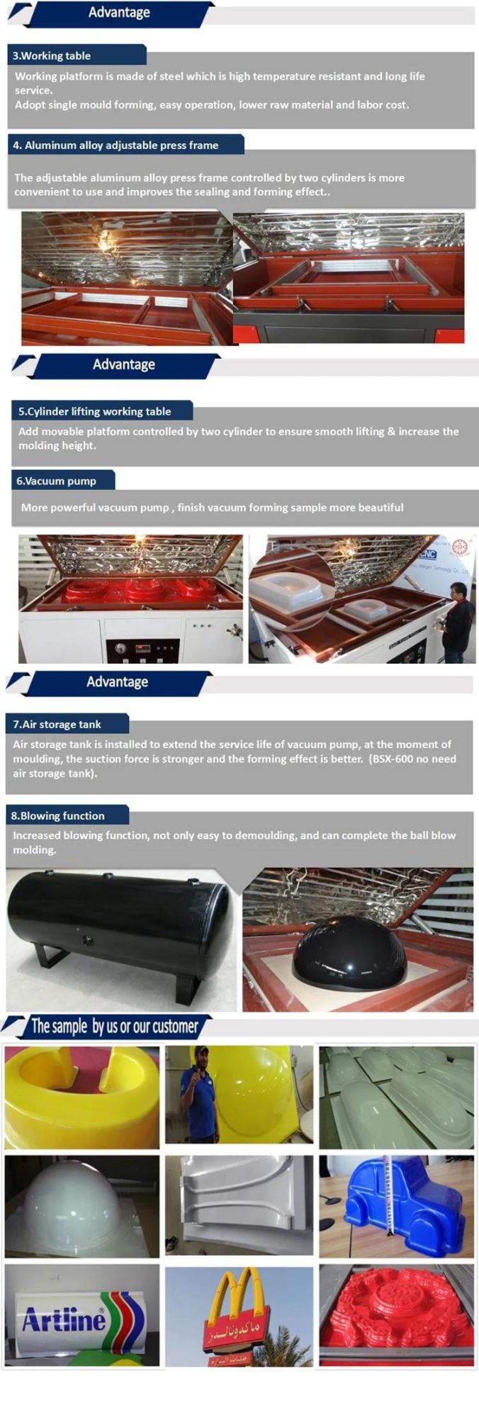 China 3D Sign Acrylic ABS PVC Display Large Size Vacuum Forming Machine for Thermoforming Function