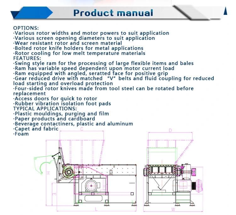 Powerful Single Shaft Plastic Shredder One Shaft Shredder