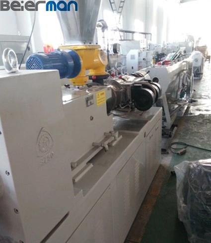 Sjsz-50/105 Conical Twin Screw Extruder for Plastic PVC CPVC UPVC WPC Pipe Profile Making with Horizontal Gearbox