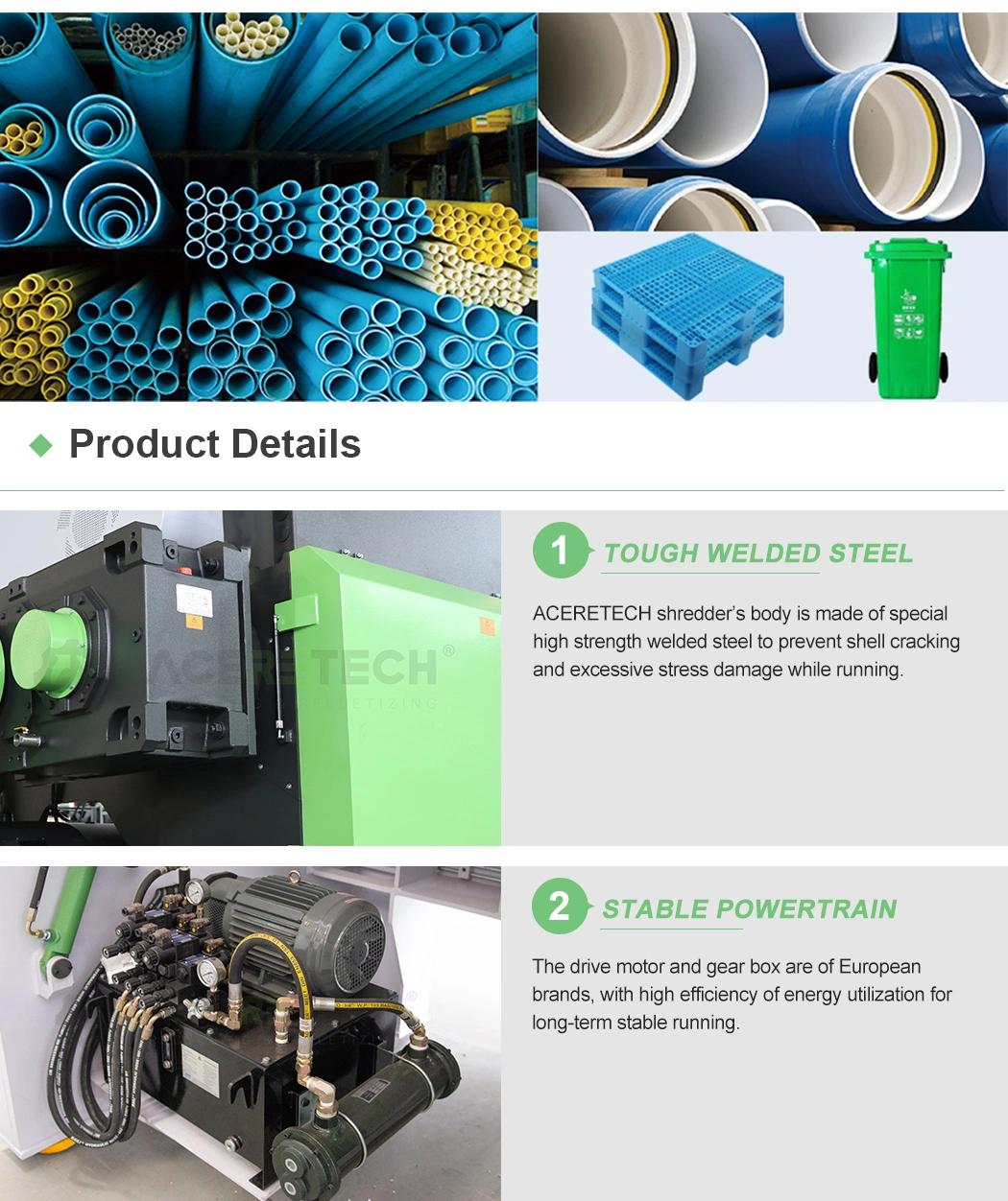 Aceretech Low Price Industrial Plastic Bottle Shredder Machine with Single Shaft