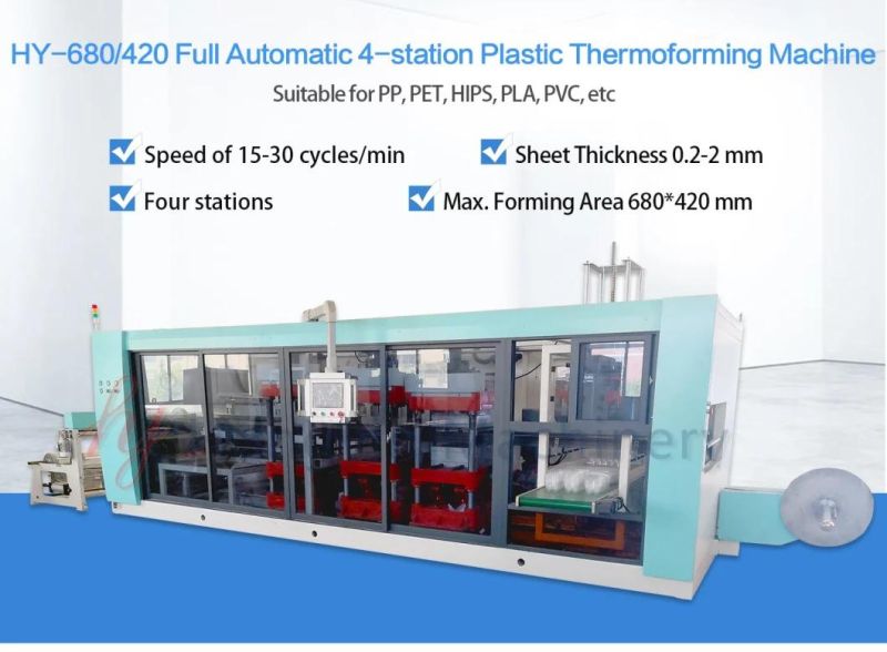 Automatic 4-Station Plastic Fruit Box Making Machine Plastic Thermoforming Machinery