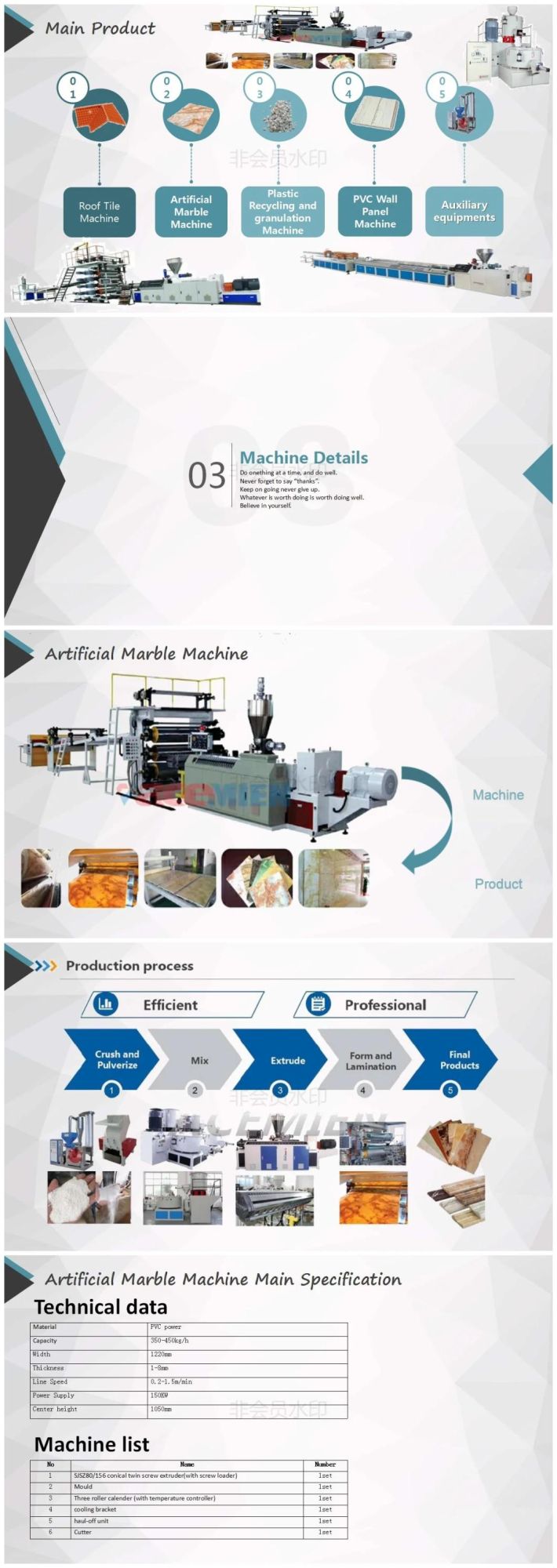 Plastic Machine Artificial Marble Sheet Forming Machinery