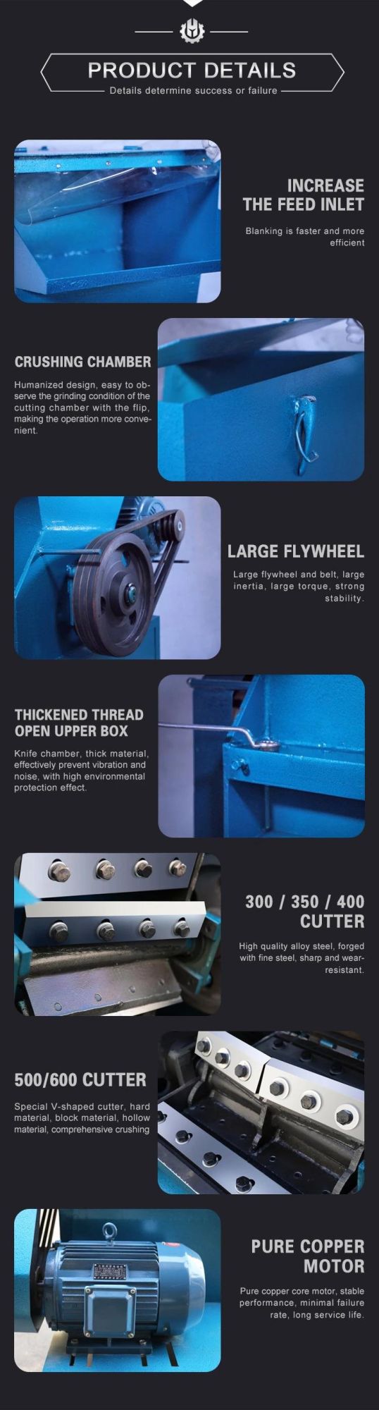 Good Price High Efficient Low Noise Film Crusher for PE Films Recycling and Crushing Machine