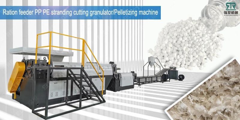 Post Consumer Waste PE PP HDPE LDPE Film Flakes Granulator Bottle Barrel Pelletizing Machine Line