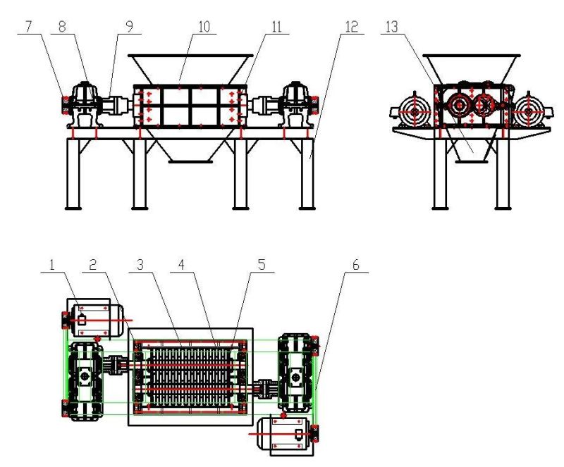 Environmentally Double Shaft Shredder for Metal Pail /Plastic Pail/Waste Metal/Kitchen Garbage/ Household Trash/Animal Corpse/Hospital Medical Waste