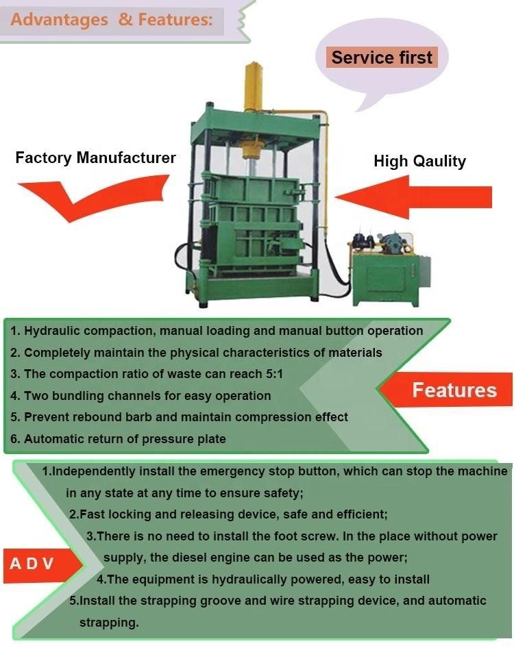 Hydraulic Hard Plastic Press Baler Garbage Baling Press Machine