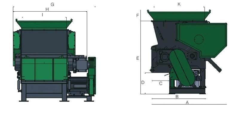 Nylon Lump Block Purging Scrap Waste Tires Rubber Copper Aluminum Wood Paper Plastic Recycling Crusher Machine Shredder