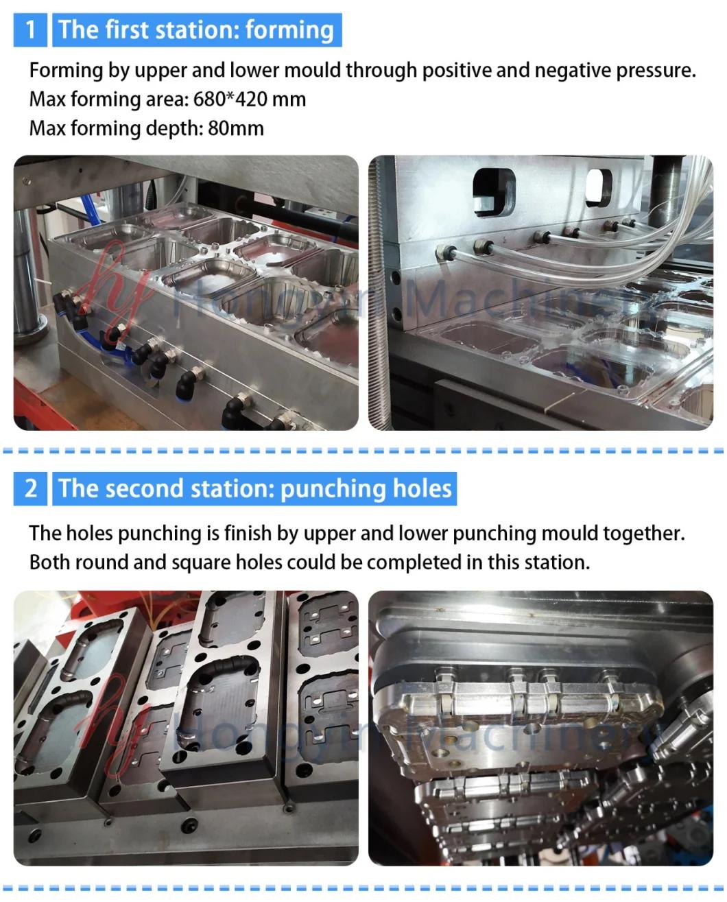 Automatic 4-Station Plastic Fruit Box Making Machine Plastic Thermoforming Machinery