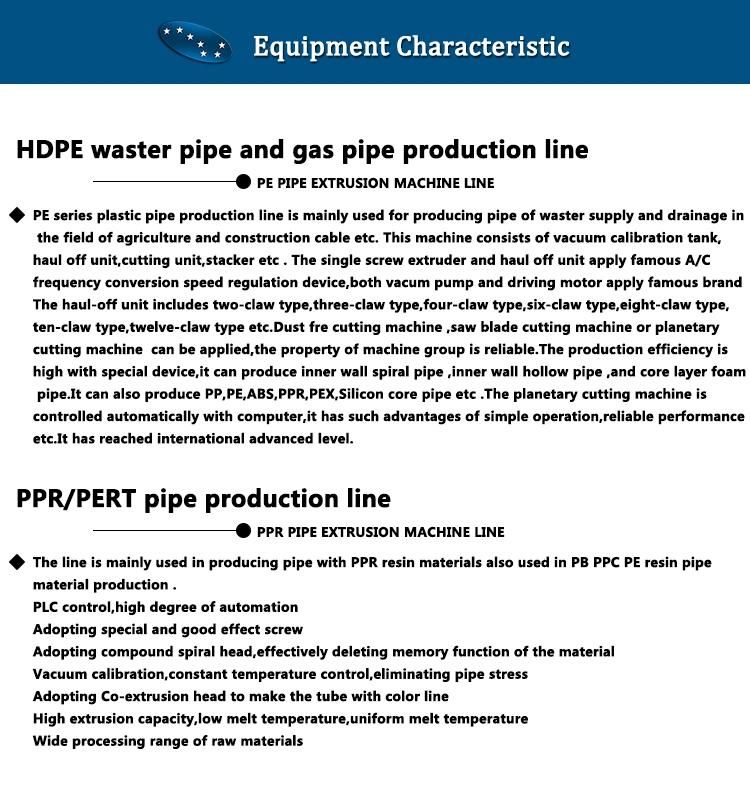 China Famous HDPE LDPE PE PVC Pipe Extrusion Machine Manufacturer