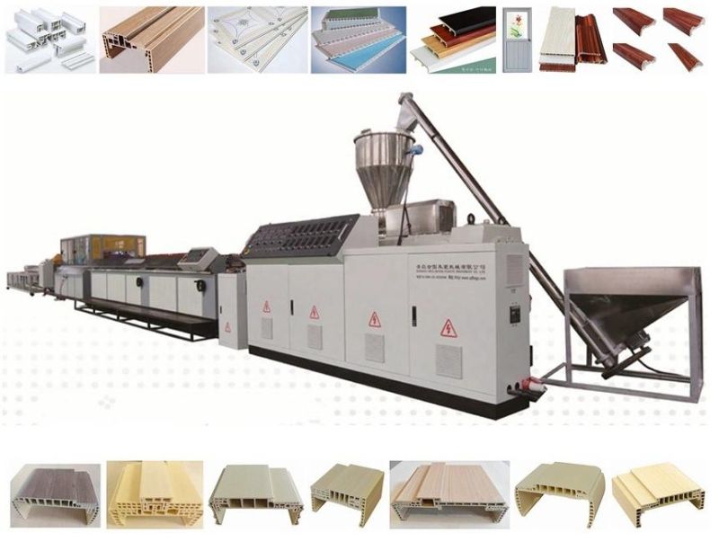 PP/PE PVC WPC Wood Plastic Composite Decking Floor Fence Post Window and Door Panel Frame Profile Making Machine Extruder