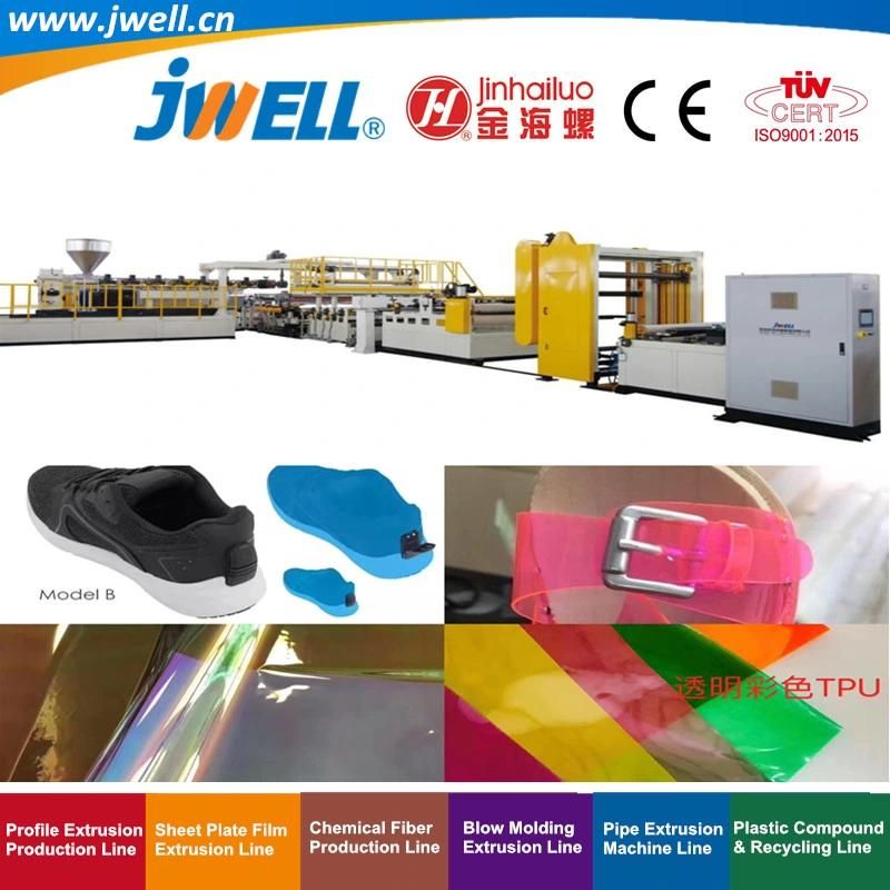 Jwell -TPU Film Making Machine Extrusoin Plastic Recycling Machinery Used in Field of Shoe Clothes Sport Equipment and Car Seat Material