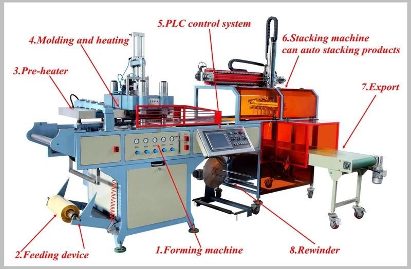 Automatic Plastic Thermoforming Machine Molding Cutting One Progress