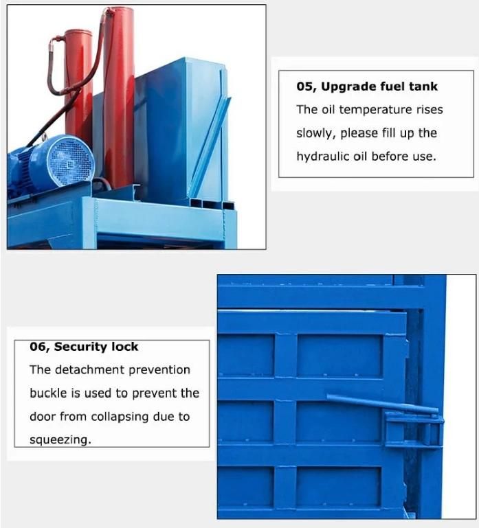 Hydraulic Plastic Bottle Baler Waste Aluminum Cans Baling Press Machine Vertical