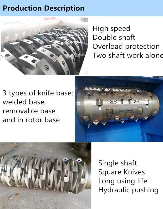 Single/Double Shaft Shredder Crusher and Presser for Wasted Mixed Plastic Material for Chemical Energy Use