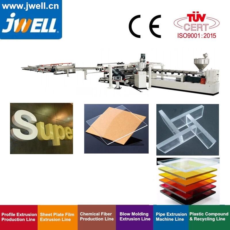 Jwell - GPPS PC PMMA Plastic Sheet & Plate Extrusion Line GPPS PC PMMA Arylic Plastic Sheet/Board/Production/Extrusion/ Extruder Line.