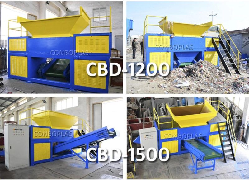 Plastic Wastes Blue HDPE Barrel Double Shaft Shredder Grinder System