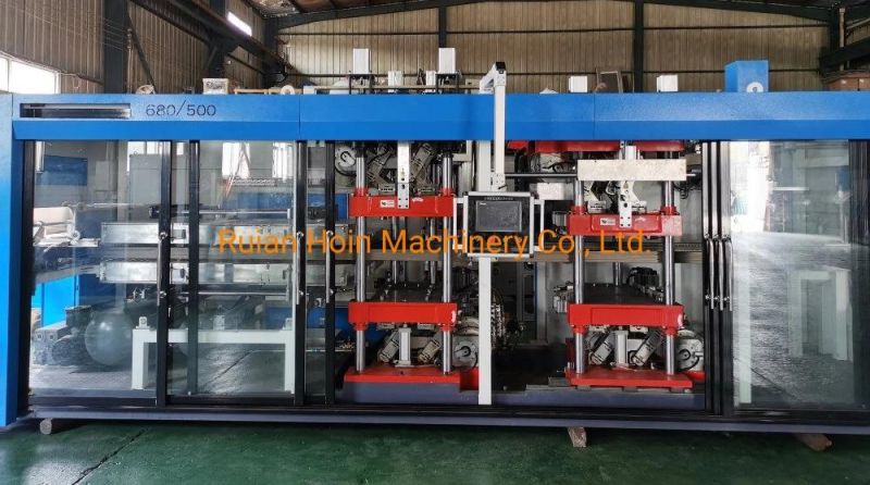 Three Working Station Servo Motor Drive Positive-Negative Pressure Thermoforming Machine