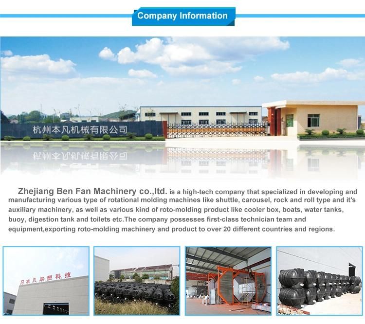 China Factory Benfan Shuttle Rotomolding Machine for Plastic Water Tank/Kayak/Boats
