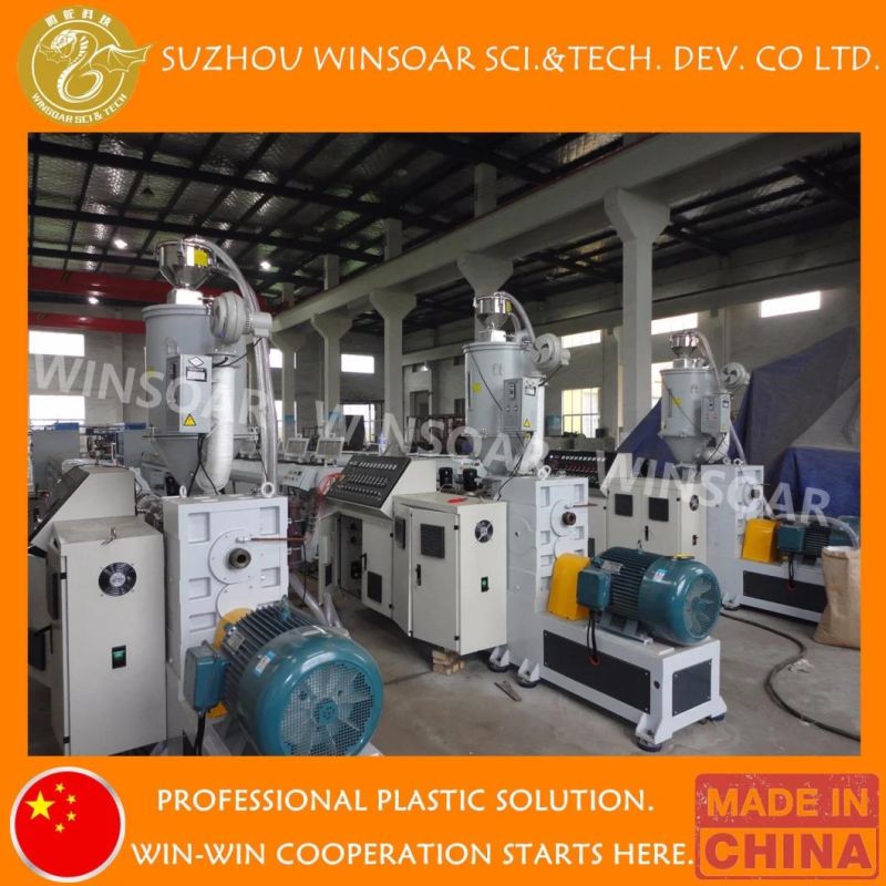 Plastic PE/PP/PPR/HDPE/LDPE Water& Electric Conduit Pipe/Tube (extruder, haul off, cutting winding, belling) Extrusion/Extruding Making Production Line Machine