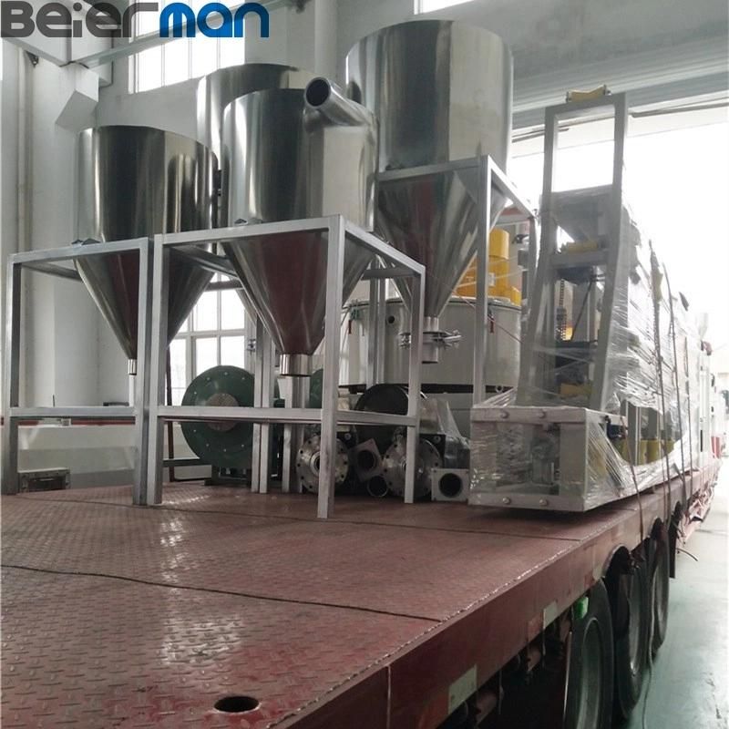 PVC Resin Hot Die Face Cutter Pelletizing Line Capacity 250-400 Kg/H Equip Sjsz80/156 Conical Twin Screw Extruder with Three Stage Blowing System