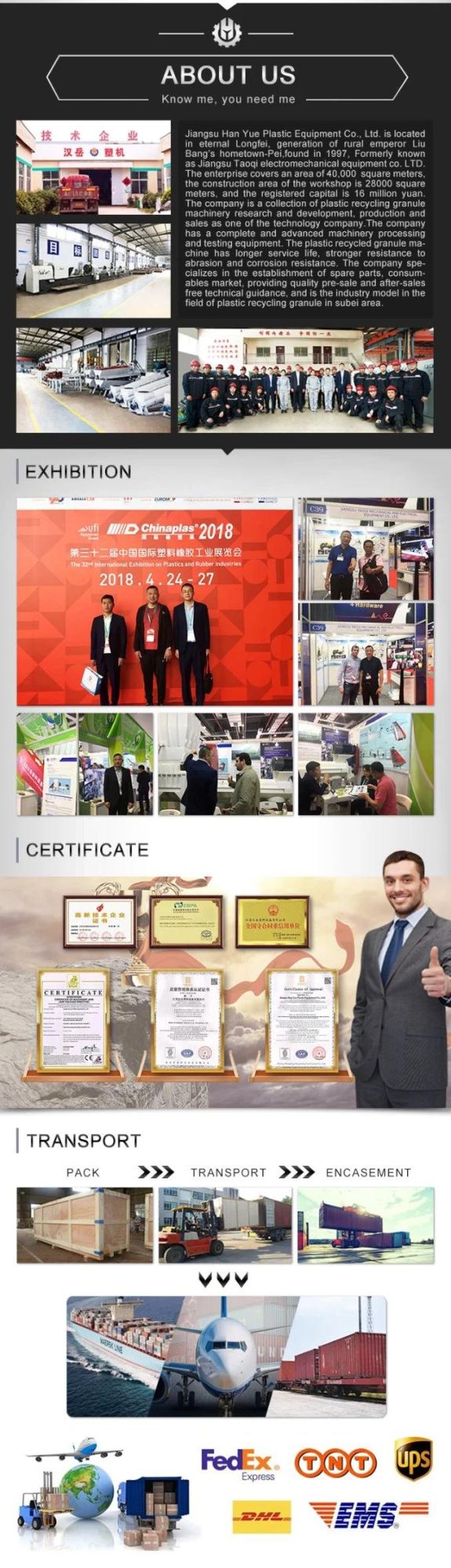 Waste Film and Woven Bag Plastic Recycling Granulators Crusher Machine with CE ISO Certification