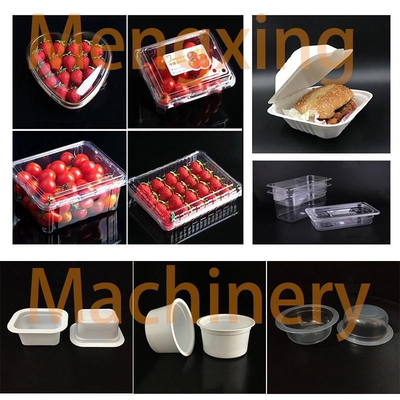 Plastic Coffee Cup Lid Forming Cutting Stacking Punching Function Automatic 4 Stations Forming Machnine Vacuum Thermoforming Machine