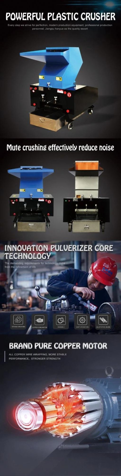 Plastic Machine for Plastic Recycling Powerful Machine Crusher for PP Pet PE Crushing and Pelletizing Pass CE Verification