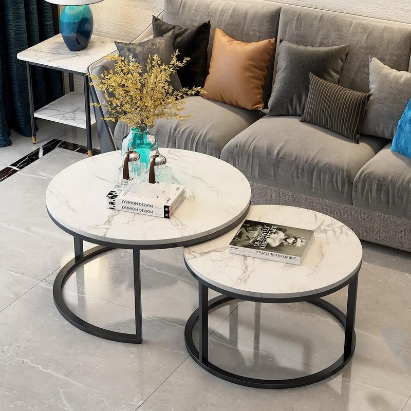 Hot Sale Modern Style Home Dining Furniture Coffee Steel Restaurant Wholesale Tea Table Set Metal Iron Legs Marble Top Coffee Table