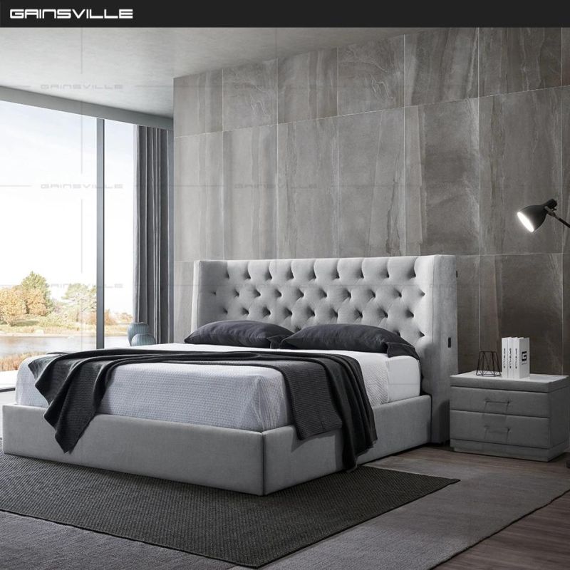 Italian Design Fabric Bedroom Furniture Factory Supplier Modern Bed King Queen Single Bed