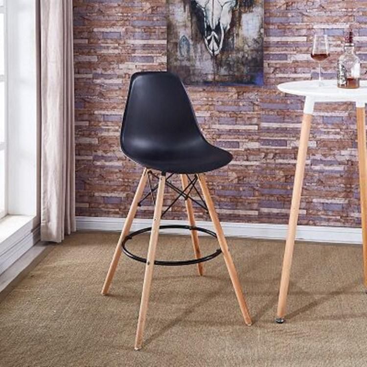 Restaurant Modern Sillas De Bar Nordic PP Home Side Bar Stool Plastic Bar Chair with Wooden Leg