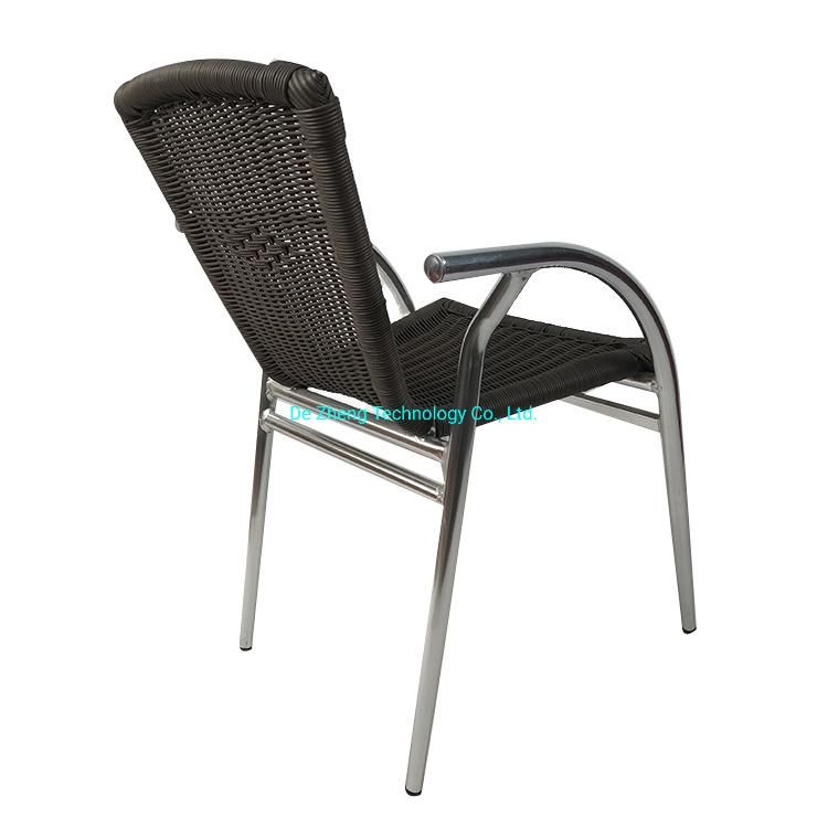 Outdoor Stackable Patio Wicker Furniture Rattan Dining Furniture Aluminum Table and Chair