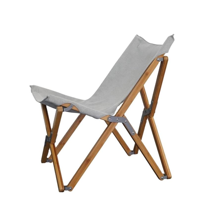 Modern Beach Fishing Folding Custom Portable Foldable Camping Linen Fabric Wooden Outdoor Butterfly Chair