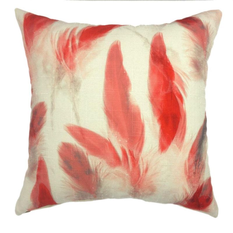 Fashion Feather Printing Design Soft Cushion on Sofa 100% Cotton Linen Fabric Chair Cushion Pillow Case Daily Use Cushion Cover