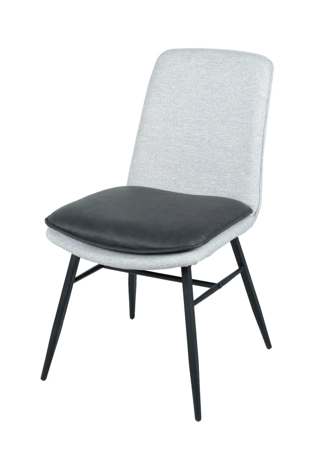 Home Minimalism Style Restaurant Modern Coffee Dining Chair Furniture Black Spray Metal Frame Sponge Cushion Leisure Fabric Chair Dining Chair