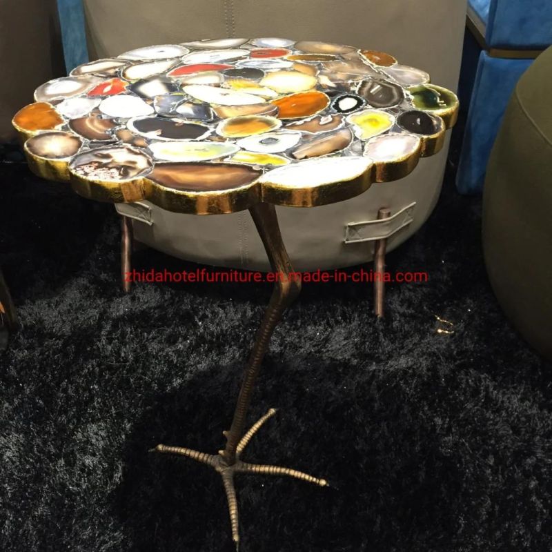 Modern Round White Marble Brass Nesting Coffee Tables for Hotel Lobby