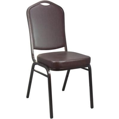 Professional Manufacturer of Stackable Black Vinyl Metal Steel Premium Crown Back Banquet Chair (ZG10-008)