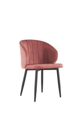 Modern European Style Hotel Restaurant Chair Metal Legs Velvet Dining Chair