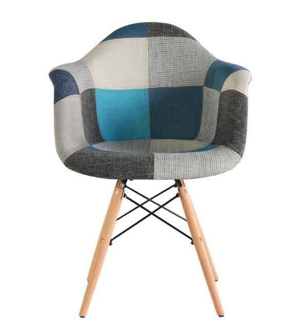 Fabric Upholstery Wood Colorful Upholstered Fabrics Chair with Wood Leg High Back Dining Chair