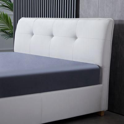 Latest Luxury Modern Simple Bedroom Furniture White PU Leather Double King Size Bed