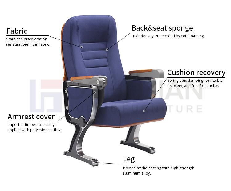 Oshujian Public Furniture Folding Fabric Aluminum Auditorium Hall Chair