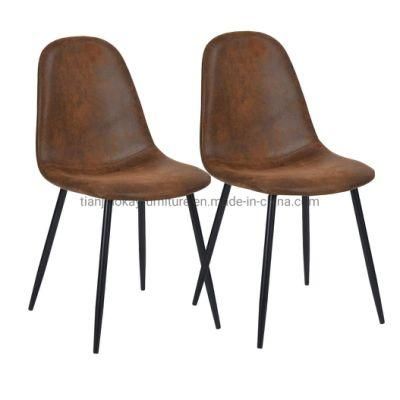 PU Saddle Leather Upholstered Accent Chairs MID Century Modern Supplement Chairs Metal Chairs