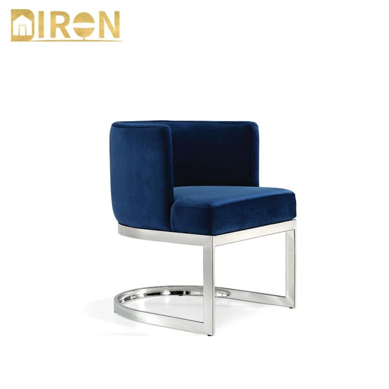 Kitchen/Living Room Velvet Strong Metal Stainless Steel Legs Upholstered Dining Chair for Restaurant