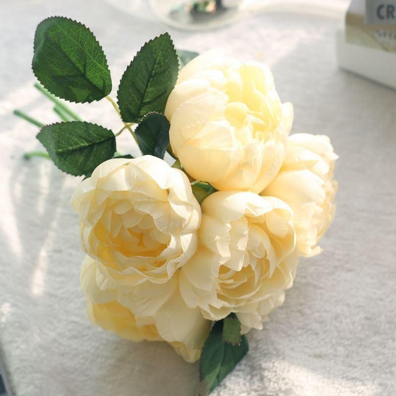 China Fabric Flowers Silk Rose Bouquet for Wedding Decoration