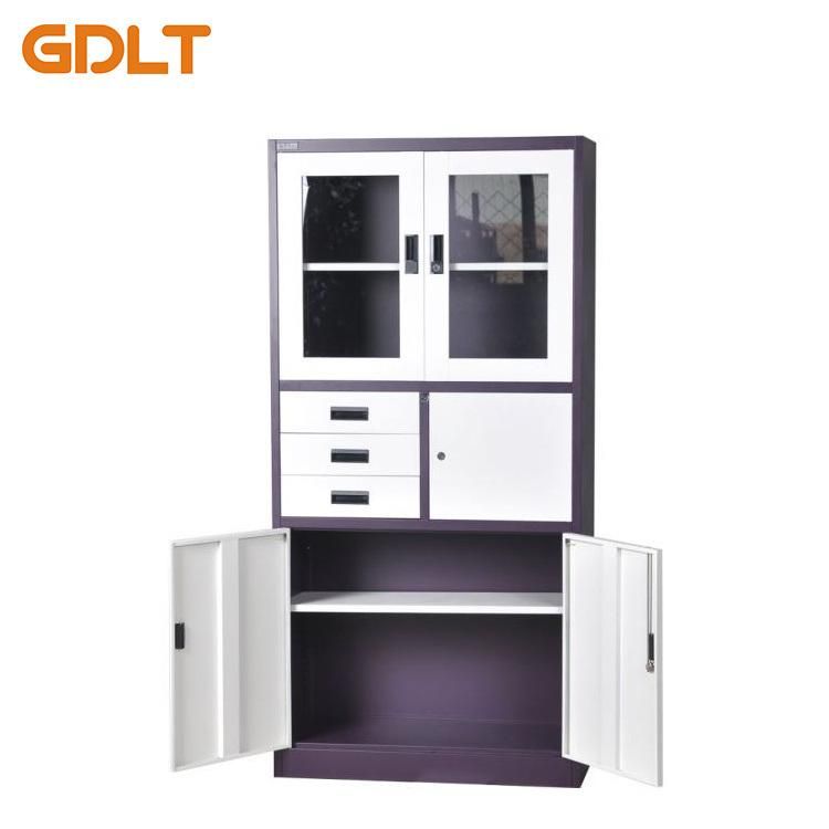 Three Drawers Glass Steel Doors Put Books Put Safe Steel Cabinet