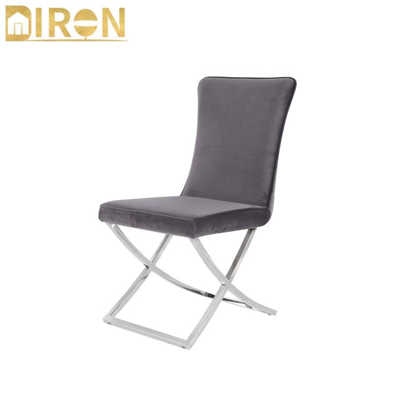 Home Furniture Wholesale Price Modern Design Velvet Fabric Stainless Steel Dining Wedding Chair