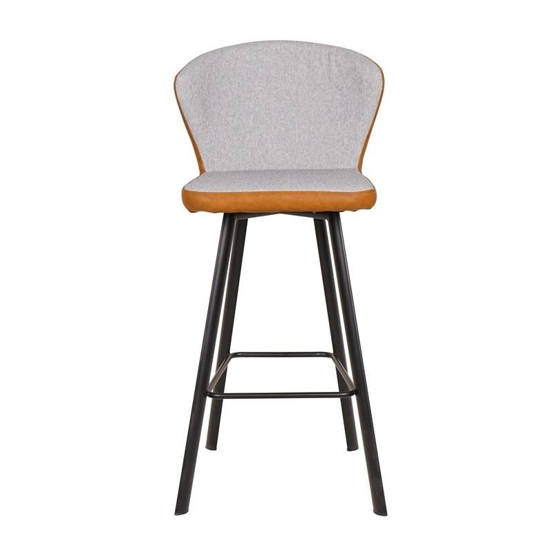 Wholesale Metal Tube High Legs Spy Fabric Front PU Back Modern Bar Chair