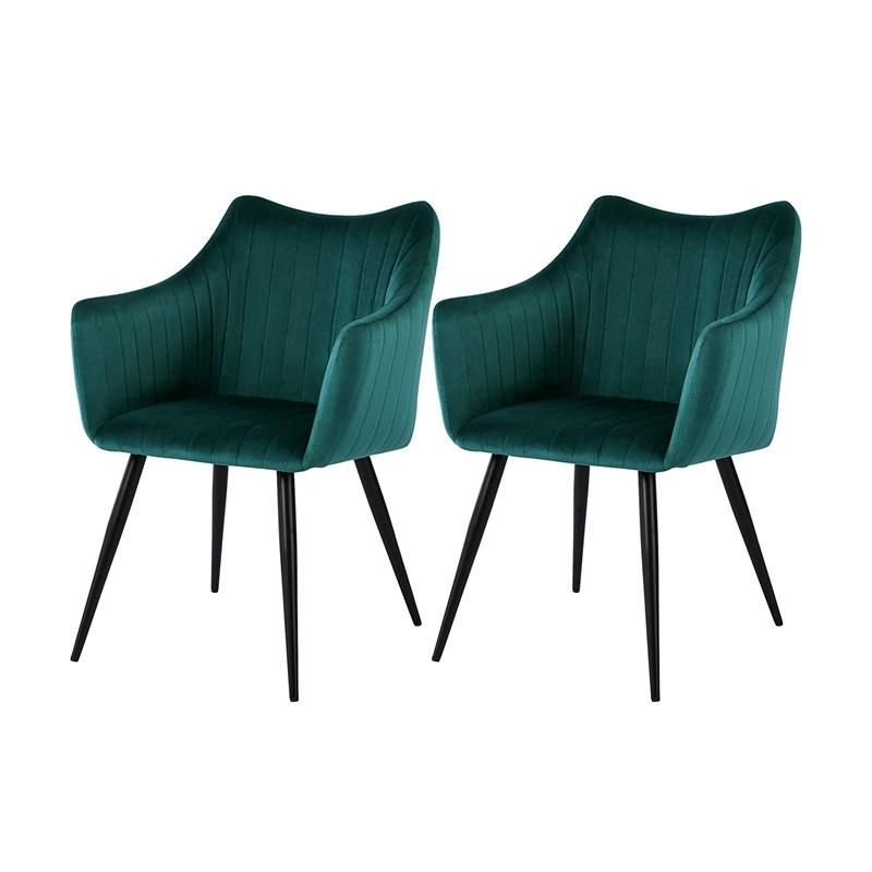 Dining Room Furniture Green Velvet Fabric Seat and Back Dining Chair