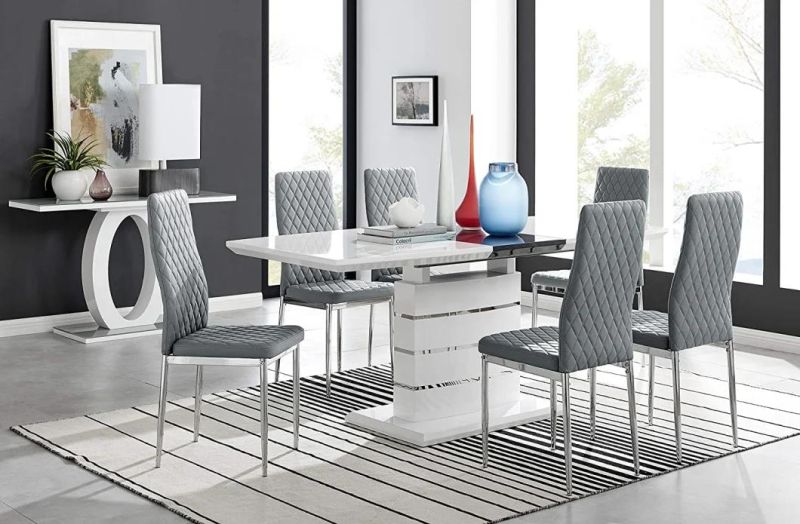 Home Restaurant Smart Modern Design Cheap Dining Room Furniture Metal Legs Dining Tables and Chairs Sets Dining Room Set