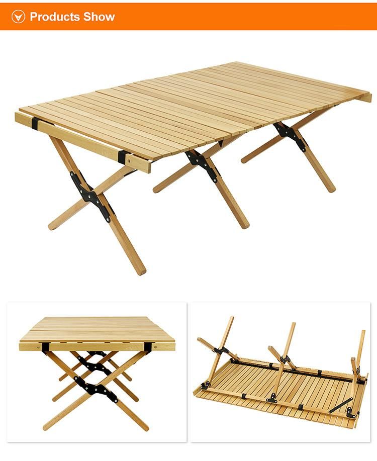 Outdoor Portable Wooden Table Folding Picnic Table Foldable Beach Table